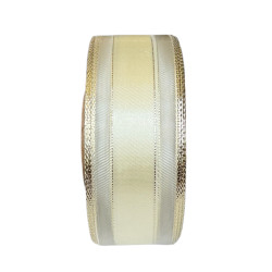 Ruban Satin Double face Cream/Gold 40mm x 25m