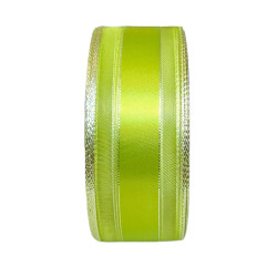Ruban Satin Double face Lime Green/Silver 40mm x 25m