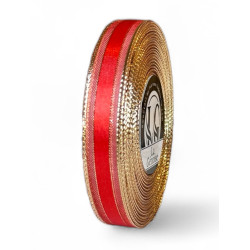 Satin Ruban Double face 15mm x 25m Red/Gold