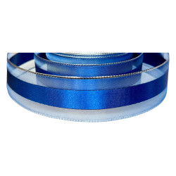 Ruban Satin Double face Royal Blue/Silver 40mm x 25m