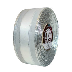 Ruban Satin Double face White/Silver 40mm x 25m