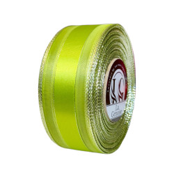 Ruban Satin Double face Lime Green/Silver 40mm x 25m