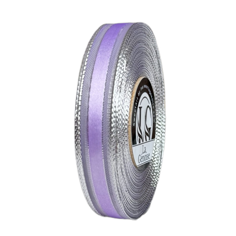 Satin Ruban Double face 15mm x 25m Lavender/Silver