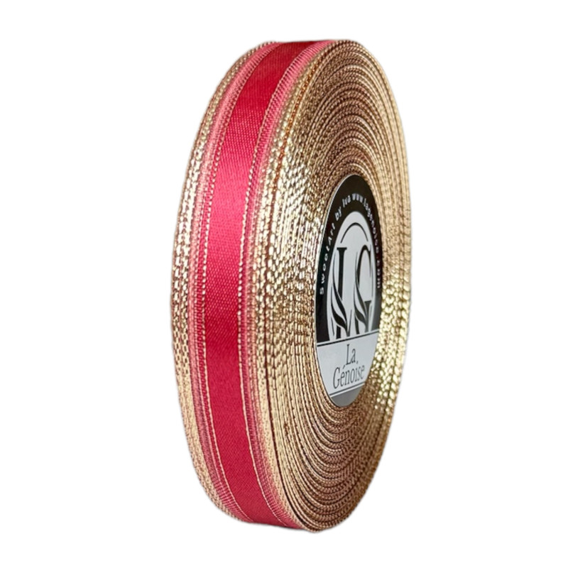 Satin Ruban Double face 15mm x 25m Burgundy/Gold