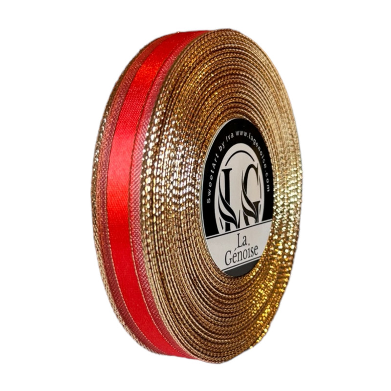 Satin Ruban Double face 15mm x 25m Red/Gold