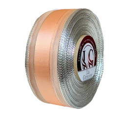 Ruban Satin Double face Apricot/Silver 40mm x 25m