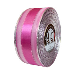 Ruban Satin Double face Rose/Silver 40mm x 25m