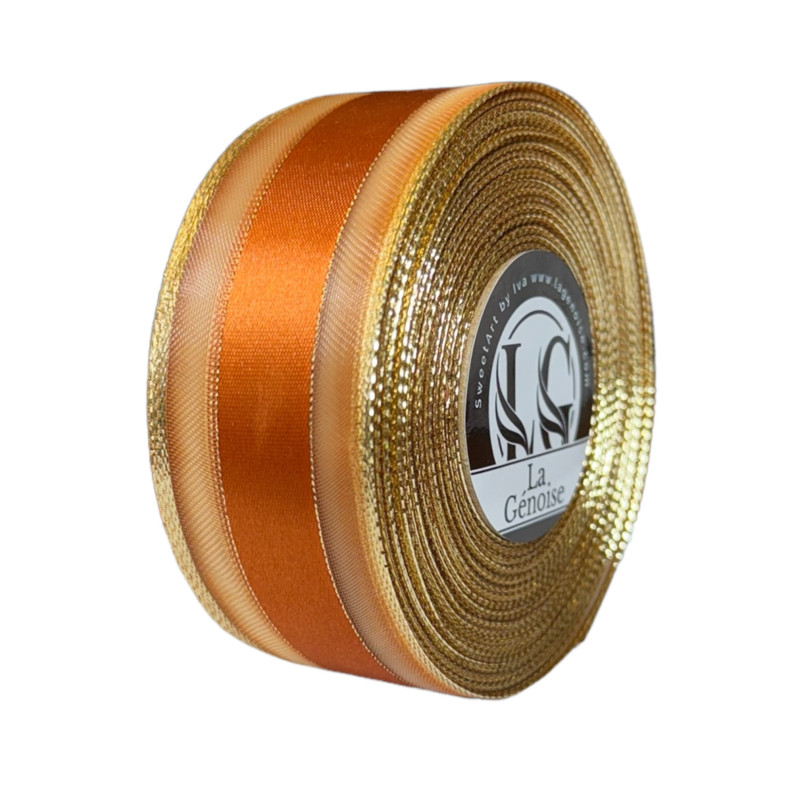 Ruban Satin Double face Orange/Gold 40mm x 25m