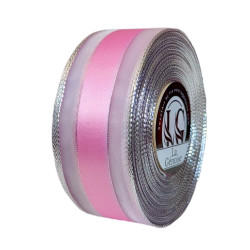 Ruban Satin Double face Pink/Silver 40mm x 25m