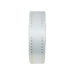 Ruban Satin Double Face 24mm x 20m White/Gold
