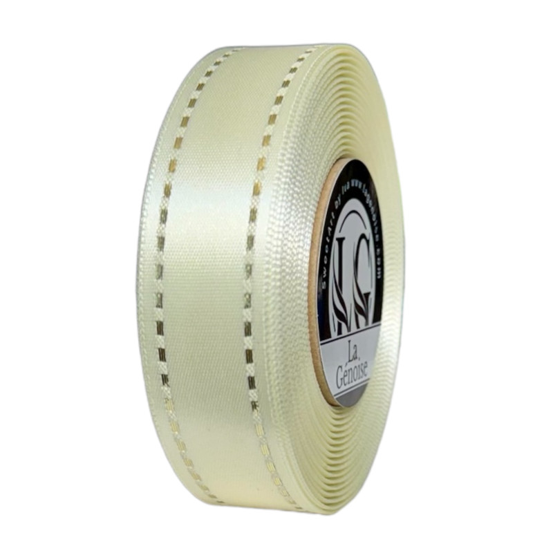Ruban Satin Double Face 24mm x 20m Cream/Gold