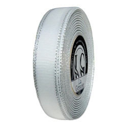 Ruban Gros Grain Double Face 15mm x 25m White/Silver