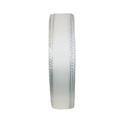 Ruban Gros Grain Double Face 15mm x 25m White/Silver