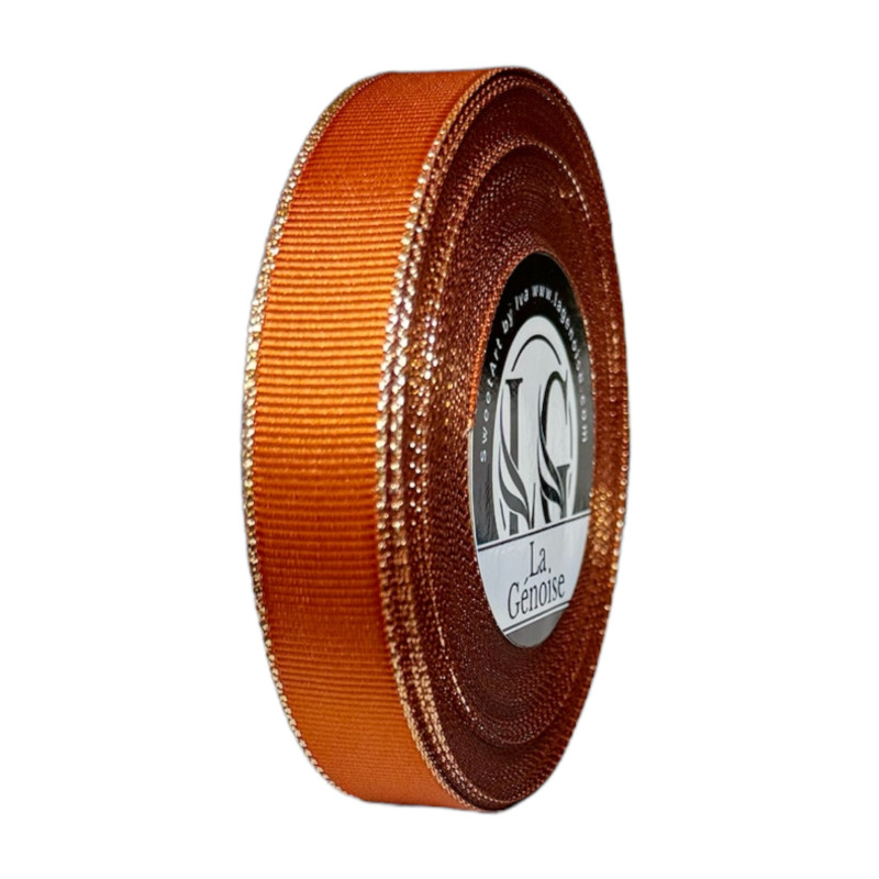 Ruban Gros Grain Double Face 15mm x 25m Brown/Gold