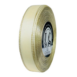 Ruban Gros Grain Double Face 15mm x 25m Cream/Gold